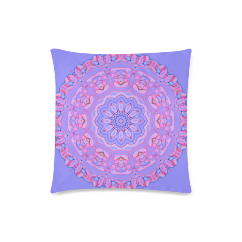 Pink Blue Ribbons, Flowers Valentangle Mandala Iris Custom Zippered Pillow Case 18"x18" (one side)