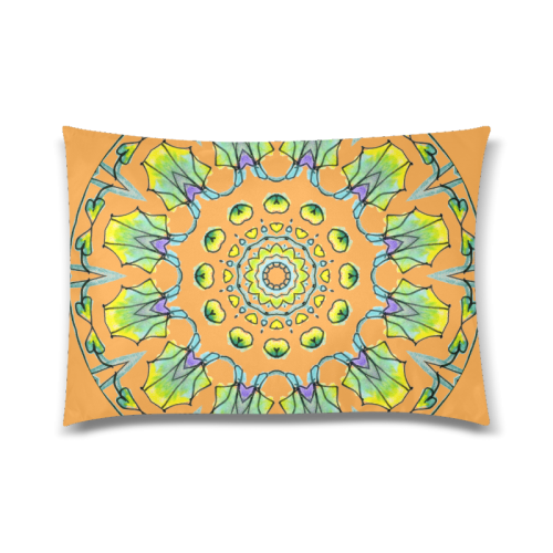 Yellow, Green, Purple Flowers, Leaves Mandala Salmon Custom Zippered Pillow Case 20"x30" (one side)