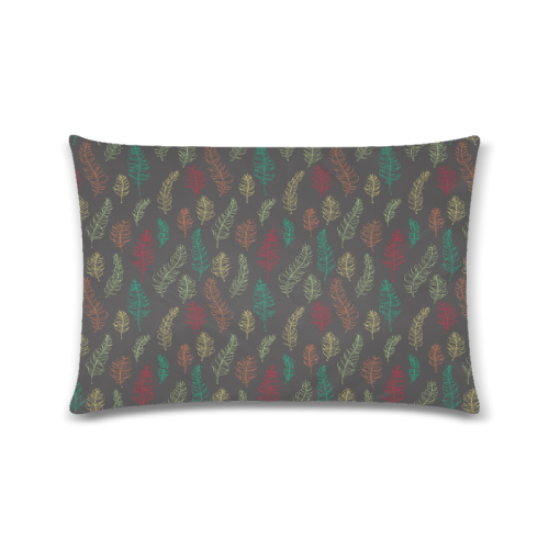 green orange red feather leaves on grey