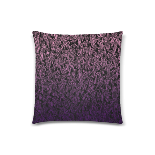 pink purple ombre feather pattern black modern Custom Zippered Pillow Case 18"x18"(Twin Sides)