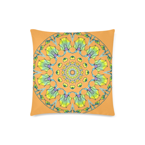 Yellow, Green, Purple Flowers, Leaves Mandala Salmon Custom Zippered Pillow Case 18"x18"(Twin Sides)