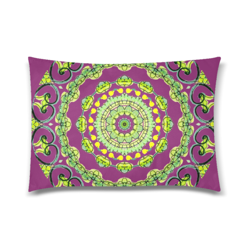 Green Lace Flowers, Leaves Mandala Design Plum Custom Zippered Pillow Case 20"x30" (one side)