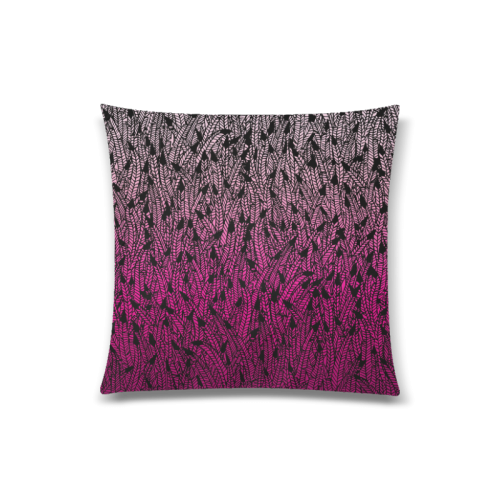 pink ombre feathers pattern black modern Custom Zippered Pillow Case 20"x20"(Twin Sides)