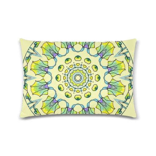 Yellow, Green, Purple Flowers, Leaves Mandala Cream