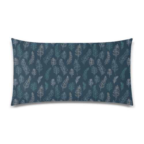 midnight feather leaves whimsical blue pattern midnight Rectangle Pillow Case 20"x36"(Twin Sides)