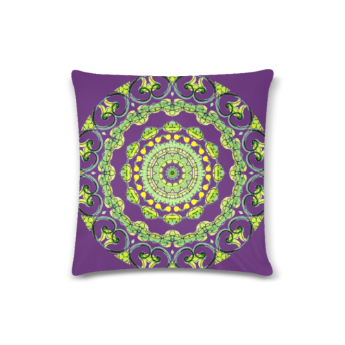 Green Lace Flowers, Leaves Mandala Design Wine Custom Zippered Pillow Case 16"x16"(Twin Sides)