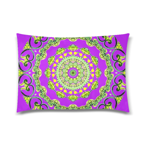Green Lace Flowers, Leaves Mandala Design Violet