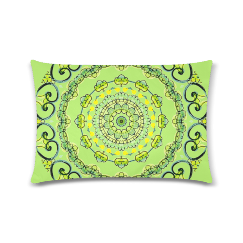 Green Lace Flowers, Leaves Mandala Design Spring Bud