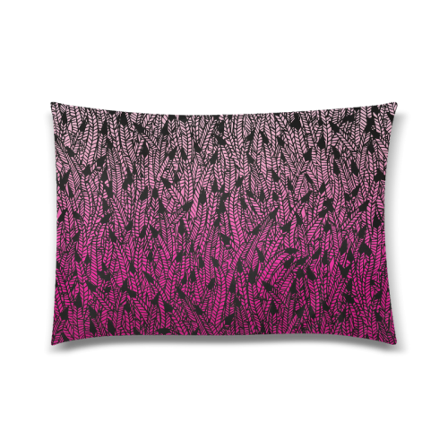 pink ombre feathers pattern black modern Custom Zippered Pillow Case 20"x30"(Twin Sides)