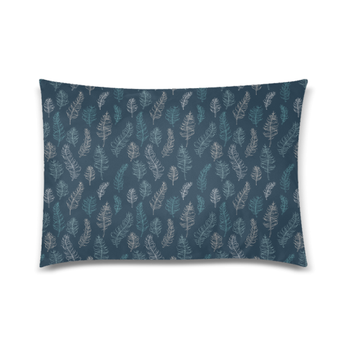 midnight feather leaves whimsical blue pattern midnight Custom Zippered Pillow Case 20"x30"(Twin Sides)