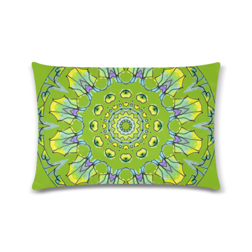 Yellow, Green, Purple Flowers, Leaves Mandala Olive