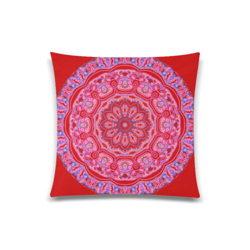 Pink Blue Ribbons, Flowers Valentangle Mandala Red Custom Zippered Pillow Case 20"x20"(Twin Sides)