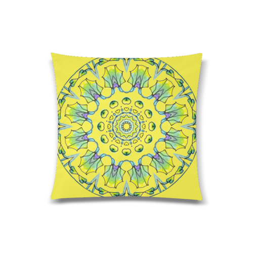 Yellow, Green, Purple Flowers, Leaves Mandala Lemon Custom Zippered Pillow Case 20"x20"(Twin Sides)