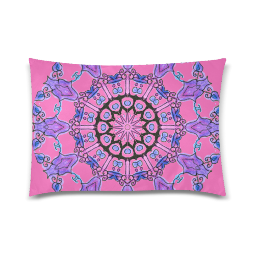 Violet Purple Beads, Jewels, Flowers Mandala  Raspberry Custom Zippered Pillow Case 20"x30"(Twin Sides)