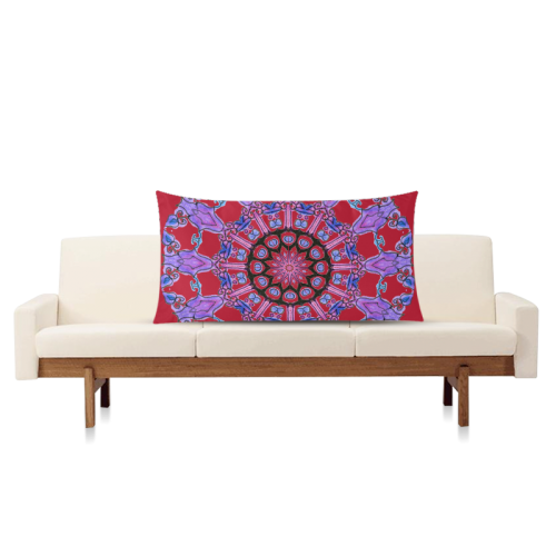 Violet Purple Beads, Jewels, Flowers Mandala Crimson Rectangle Pillow Case 20"x36"(Twin Sides)