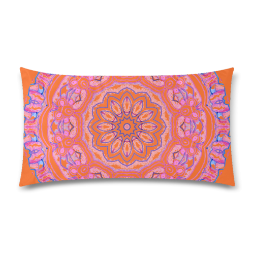 Pink Blue Ribbons, Flowers Valentangle Mandala Orange Rectangle Pillow Case 20"x36"(Twin Sides)