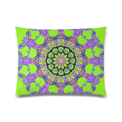 Violet Purple Beads, Jewels, Flowers Mandala Lime Custom Zippered Pillow Case 20"x26"(Twin Sides)