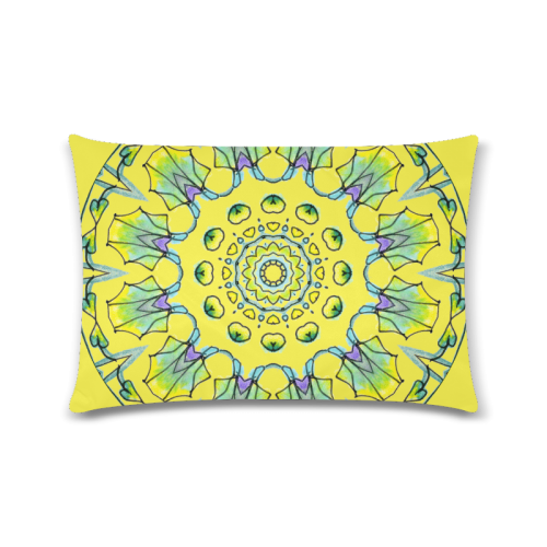 Yellow, Green, Purple Flowers, Leaves Mandala Lemon Custom Zippered Pillow Case 16"x24"(Twin Sides)