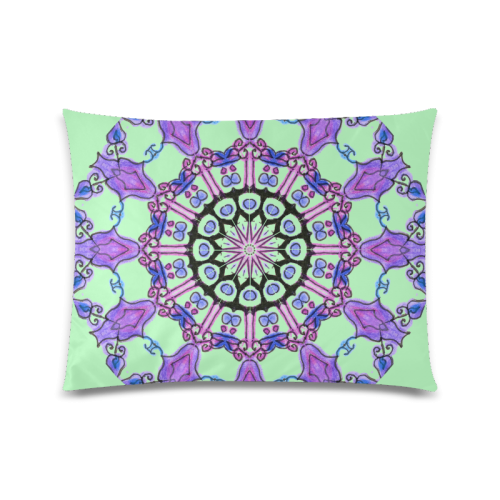 Violet Purple Beads, Jewels, Flowers Mandala Honeydew Custom Zippered Pillow Case 20"x26"(Twin Sides)