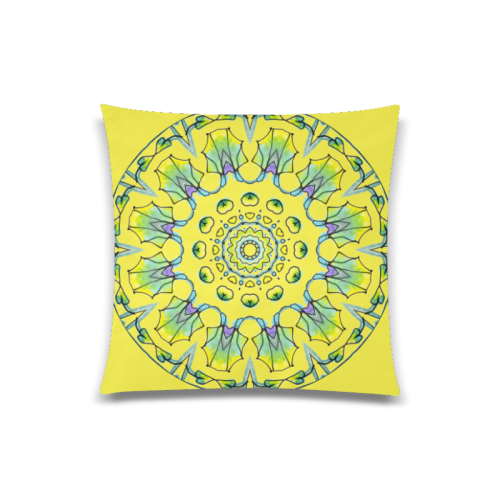 Yellow, Green, Purple Flowers, Leaves Mandala Lemon Custom Zippered Pillow Case 20"x20"(Twin Sides)