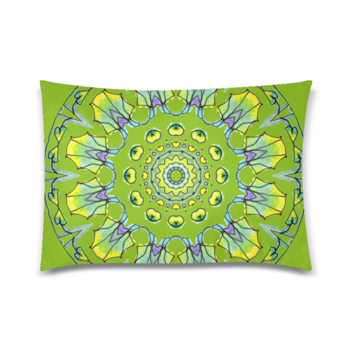 Yellow, Green, Purple Flowers, Leaves Mandala Olive Custom Zippered Pillow Case 20"x30"(Twin Sides)