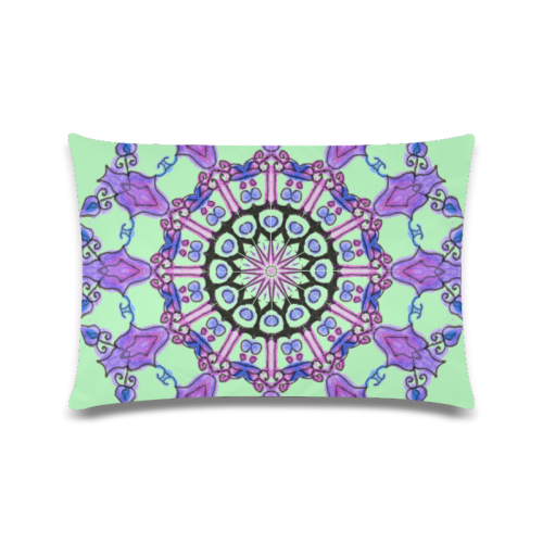 Violet Purple Beads, Jewels, Flowers Mandala Honeydew Custom Zippered Pillow Case 16"x24"(Twin Sides)