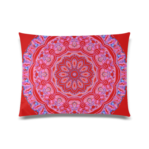 Pink Blue Ribbons, Flowers Valentangle Mandala Red Custom Zippered Pillow Case 20"x26"(Twin Sides)