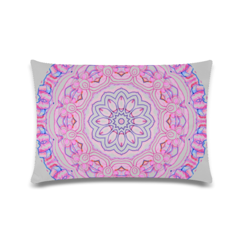 Pink Blue Ribbons, Flowers Valentangle Mandala Silver Custom Zippered Pillow Case 16"x24"(Twin Sides)