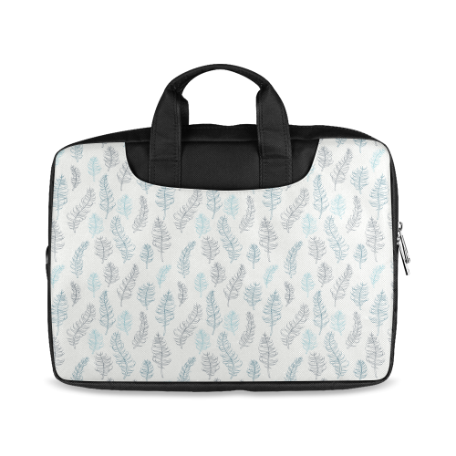 blue on grey whimsical feathers pattern