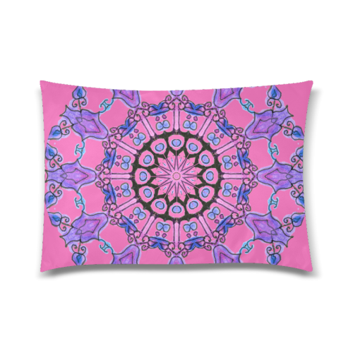 Violet Purple Beads, Jewels, Flowers Mandala  Raspberry Custom Zippered Pillow Case 20"x30"(Twin Sides)
