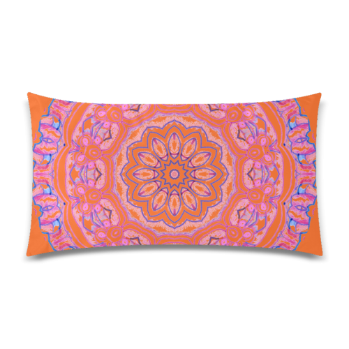 Pink Blue Ribbons, Flowers Valentangle Mandala Orange Rectangle Pillow Case 20"x36"(Twin Sides)