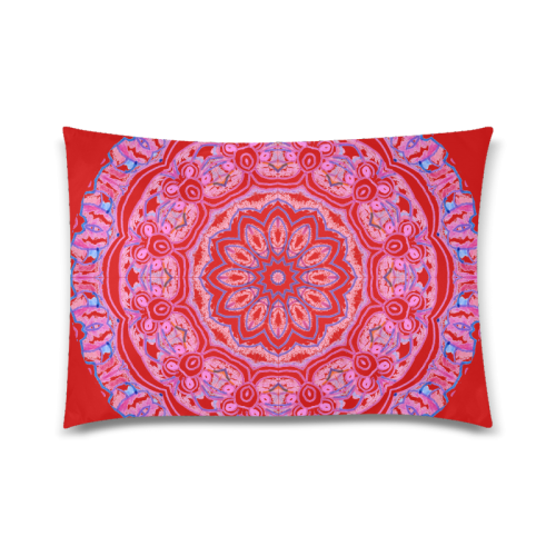 Pink Blue Ribbons, Flowers Valentangle Mandala Red Custom Zippered Pillow Case 20"x30"(Twin Sides)
