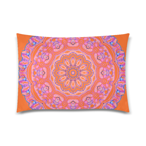 Pink Blue Ribbons, Flowers Valentangle Mandala Orange Custom Zippered Pillow Case 20"x30"(Twin Sides)
