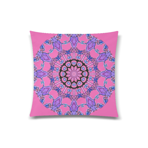 Violet Purple Beads, Jewels, Flowers Mandala  Raspberry Custom Zippered Pillow Case 20"x20"(Twin Sides)