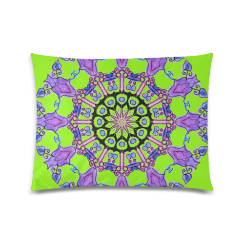 Violet Purple Beads, Jewels, Flowers Mandala Lime Custom Zippered Pillow Case 20"x26"(Twin Sides)