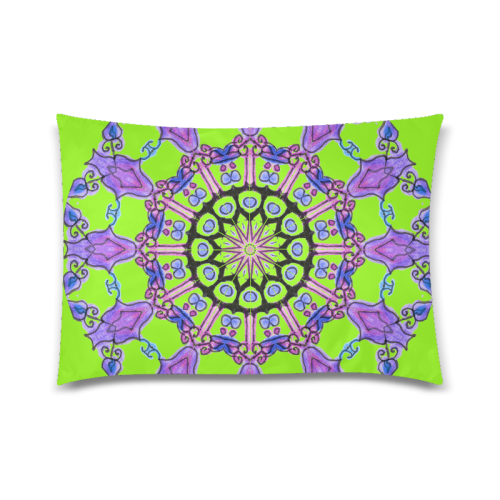 Violet Purple Beads, Jewels, Flowers Mandala Lime Custom Zippered Pillow Case 20"x30"(Twin Sides)