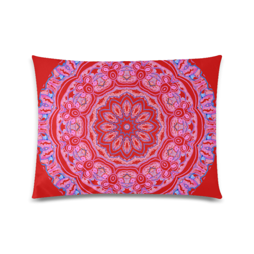 Pink Blue Ribbons, Flowers Valentangle Mandala Red Custom Zippered Pillow Case 20"x26"(Twin Sides)