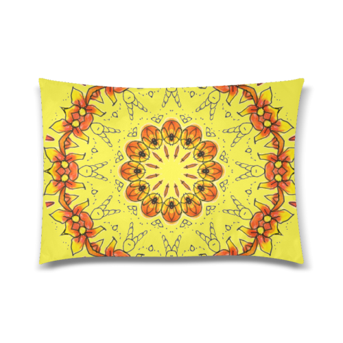 Dancing Orange Yellow Flowers Ladybugs Mandala Lemon