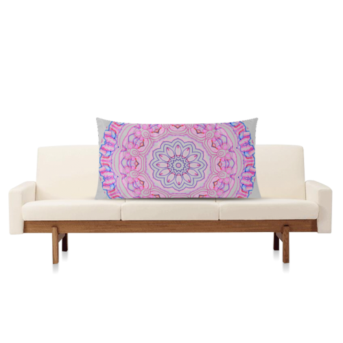 Pink Blue Ribbons, Flowers Valentangle Mandala Silver Rectangle Pillow Case 20"x36"(Twin Sides)