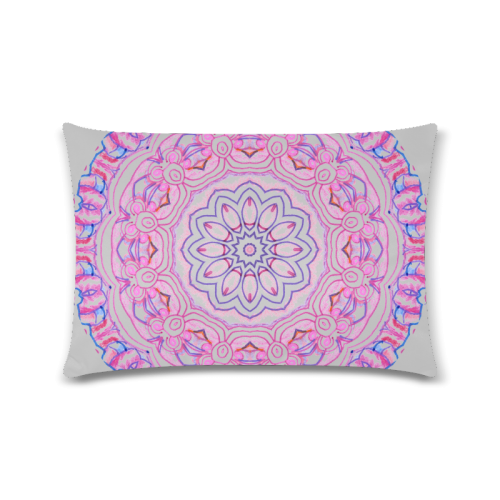 Pink Blue Ribbons, Flowers Valentangle Mandala Silver Custom Zippered Pillow Case 16"x24"(Twin Sides)
