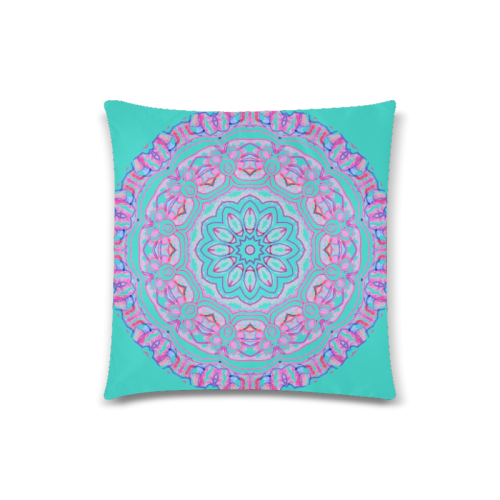 Pink Blue Ribbons, Flowers Valentangle Mandala Turquoise