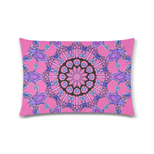 Violet Purple Beads, Jewels, Flowers Mandala  Raspberry Custom Zippered Pillow Case 16"x24"(Twin Sides)