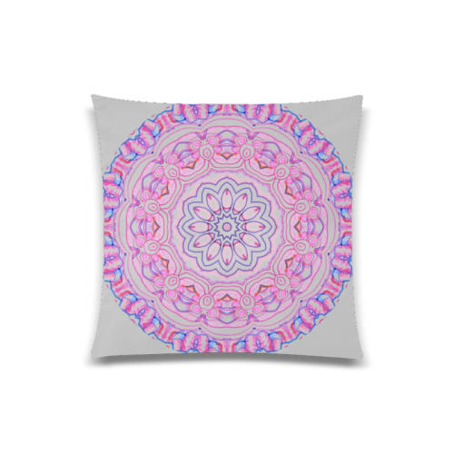 Pink Blue Ribbons, Flowers Valentangle Mandala Silver Custom Zippered Pillow Case 20"x20"(Twin Sides)