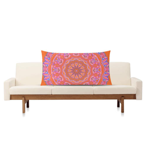 Pink Blue Ribbons, Flowers Valentangle Mandala Orange Rectangle Pillow Case 20"x36"(Twin Sides)