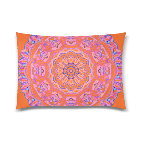 Pink Blue Ribbons, Flowers Valentangle Mandala Orange Custom Zippered Pillow Case 20"x30"(Twin Sides)