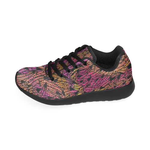pink yellow black feather pattern Women’s Running Shoes (Model 020)