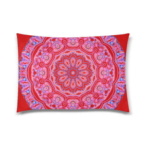 Pink Blue Ribbons, Flowers Valentangle Mandala Red Custom Zippered Pillow Case 20"x30"(Twin Sides)