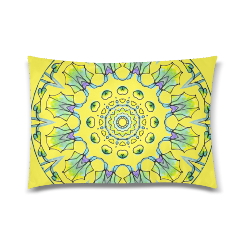 Yellow, Green, Purple Flowers, Leaves Mandala Lemon Custom Zippered Pillow Case 20"x30"(Twin Sides)