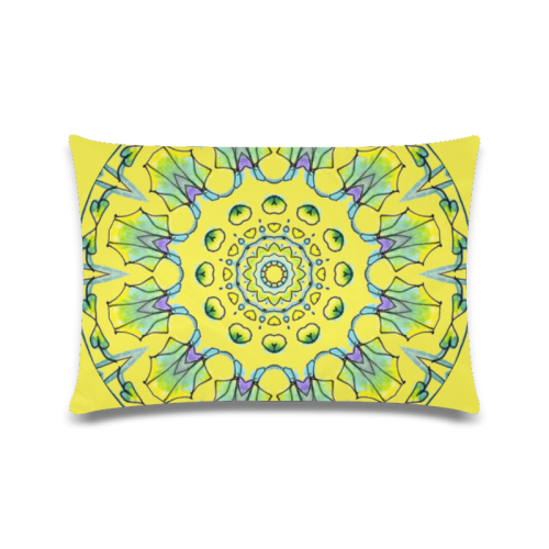 Yellow, Green, Purple Flowers, Leaves Mandala Lemon Custom Zippered Pillow Case 16"x24"(Twin Sides)
