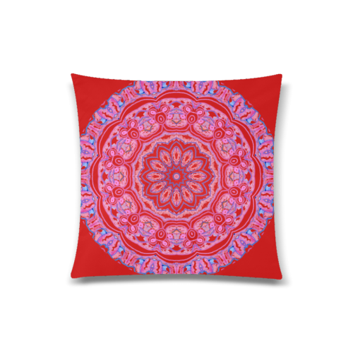 Pink Blue Ribbons, Flowers Valentangle Mandala Red Custom Zippered Pillow Case 20"x20"(Twin Sides)